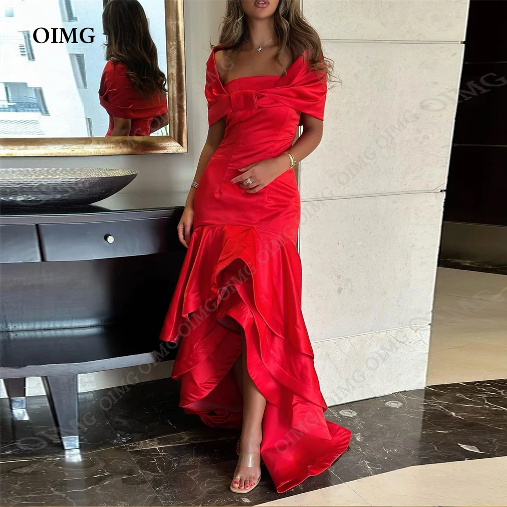 OIMG Red Fashion Off Shoulder Saitn Evening Party Pleat High Low For Women Made To Order Vestidos Robes De Soirée Formal Prom
OIMG Red Fashion Off Shoulder Saitn Evening Party Pleat High Low For Women Made To Order Vestidos Robes De Soirée Formal Prom