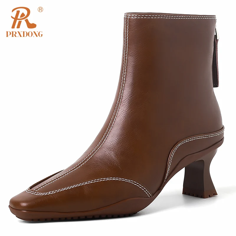PRXDONG Top 2023 New Brand Genuine Leather Shoes Woman Ankle Boots Med Heels Square Toe Black Brown Zipper Dress Party Lady 39
PRXDONG Top 2023 New Brand Genuine Leather Shoes Woman Ankle Boots Med Heels Square Toe Black Brown Zipper Dress Party Lady 39