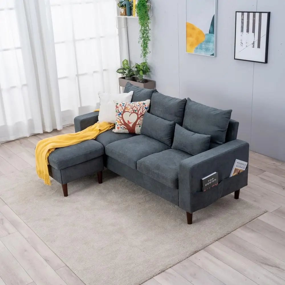 L-Shape Sectional Sofa with 2 & 3 Seater Options and Chaise, Linen Upholstery, Suitable for Living Room or Office (Grey, 3 Seate
L-Shape Sectional Sofa with 2 & 3 Seater Options and Chaise, Linen Upholstery, Suitable for Living Room or Office (Grey, 3 Seate