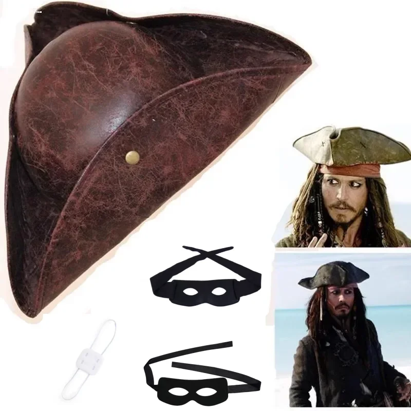 Faux Leather Pirate Hat Brown Captain Hat Strap Triangular Nail Buckle Circular Vintage Button Masquerade Party Cosplay Costume
Faux Leather Pirate Hat Brown Captain Hat Strap Triangular Nail Buckle Circular Vintage Button Masquerade Party Cosplay Costume