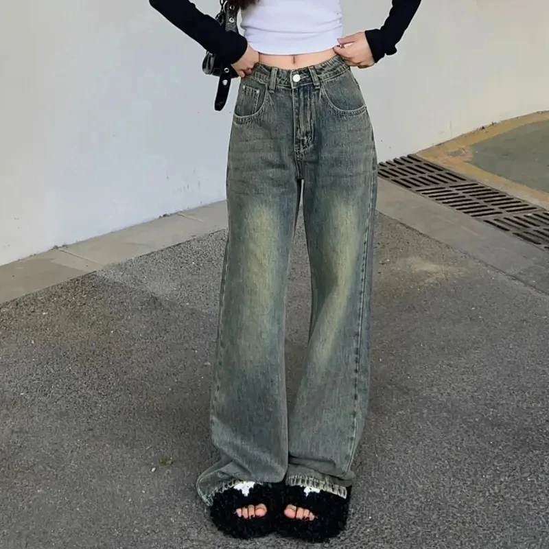 Retro Hong Kong Sle Faded Straight Leg Jeans Women's High Waist Long Pants Spring Autumn Faion Ladies' Denim Skinnies
Retro Hong Kong Sle Faded Straight Leg Jeans Women's High Waist Long Pants Spring Autumn Faion Ladies' Denim Skinnies