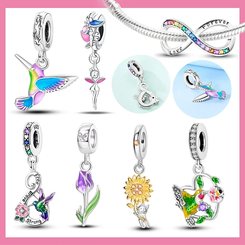 Real S925 Sterling Silver Colorful Hummingbird Flowers Charms Spring Series Beads Fit Original Bracelets DIY Jewelry for Women
Real S925 Sterling Silver Colorful Hummingbird Flowers Charms Spring Series Beads Fit Original Bracelets DIY Jewelry for Women