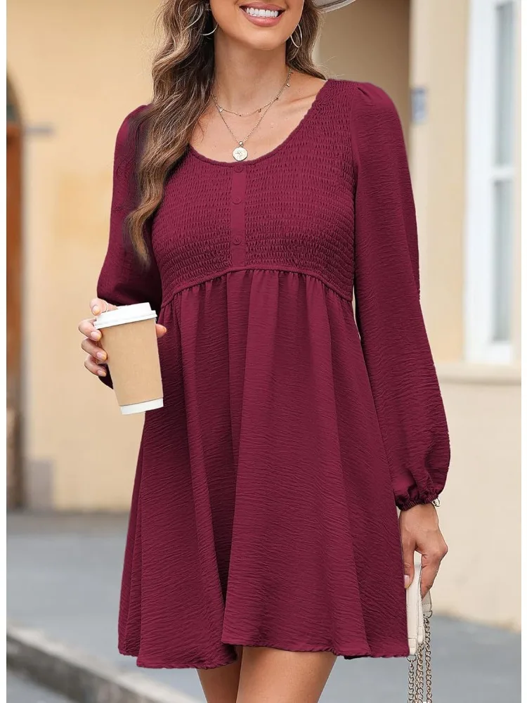 Shirred High Waisted Summer Dresses Long Sleeve Beach Casual Round Neck Vacation Stylish Women Outfits elegant dresses for woman
Shirred High Waisted Summer Dresses Long Sleeve Beach Casual Round Neck Vacation Stylish Women Outfits elegant dresses for woman