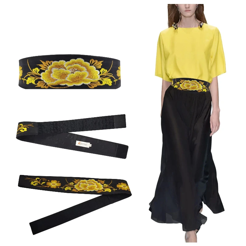 Chinese style hand-embroidered belt fashion women's dress skirt waist seal versatile embroidery clothing accessories
Chinese style hand-embroidered belt fashion women's dress skirt waist seal versatile embroidery clothing accessories