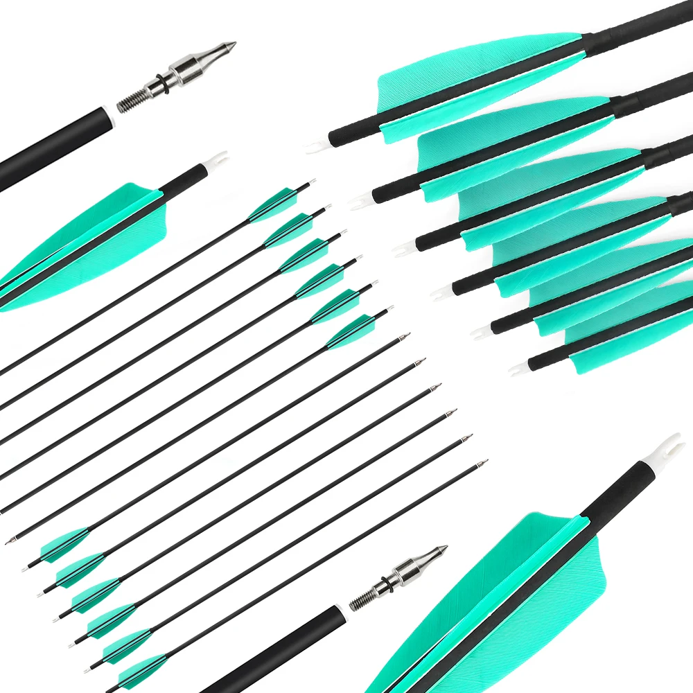 6/12pcs Archery 28 Inch Mixed Carbon Arrows Spine 500 OD7.8 mm with 4" Turkey Feather 100Grain Points Bow Shooting Hunting
6/12pcs Archery 28 Inch Mixed Carbon Arrows Spine 500 OD7.8 mm with 4" Turkey Feather 100Grain Points Bow Shooting Hunting