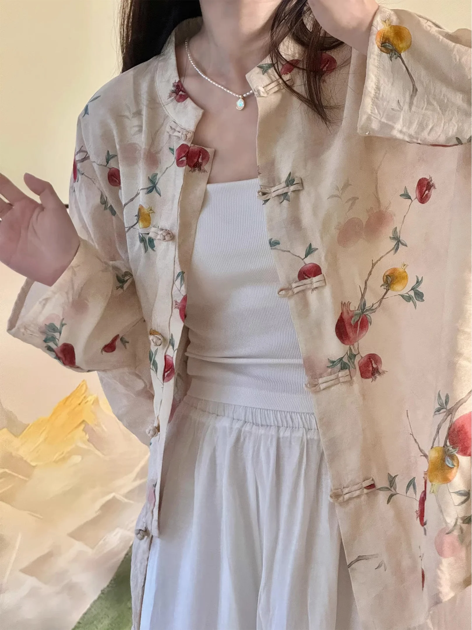 New Chinese Style Women's Cotton Linen Shirt with Hawthorn Print Loose Fit Long Sleeve Button up Top Vintage Spring 2026
New Chinese Style Women's Cotton Linen Shirt with Hawthorn Print Loose Fit Long Sleeve Button up Top Vintage Spring 2026