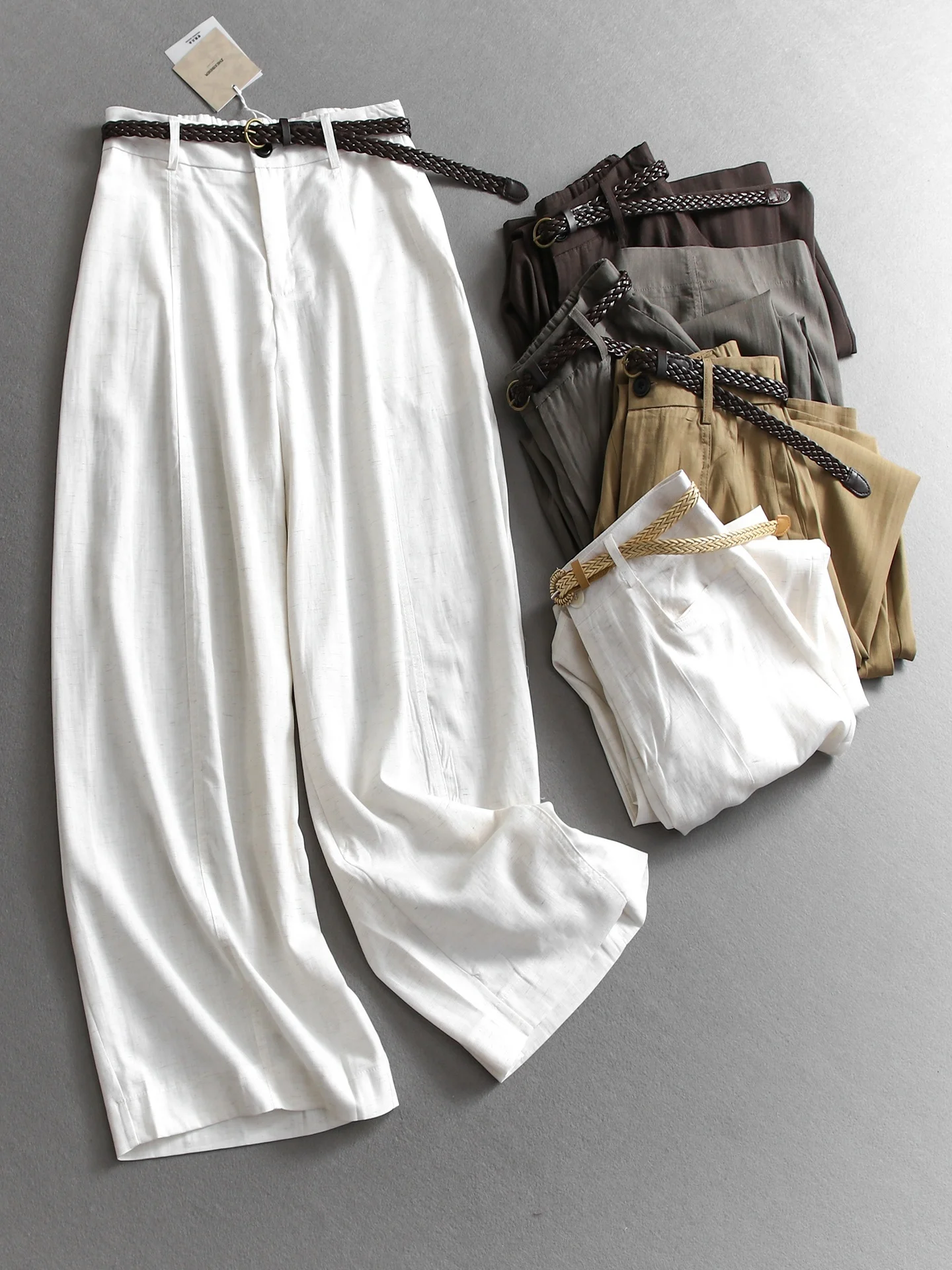 High Waist Wide Leg Casual Pants Women's Loose Fit Color Belted Polyester Fiber Skin-friendly Breathable R345
High Waist Wide Leg Casual Pants Women's Loose Fit Color Belted Polyester Fiber Skin-friendly Breathable R345