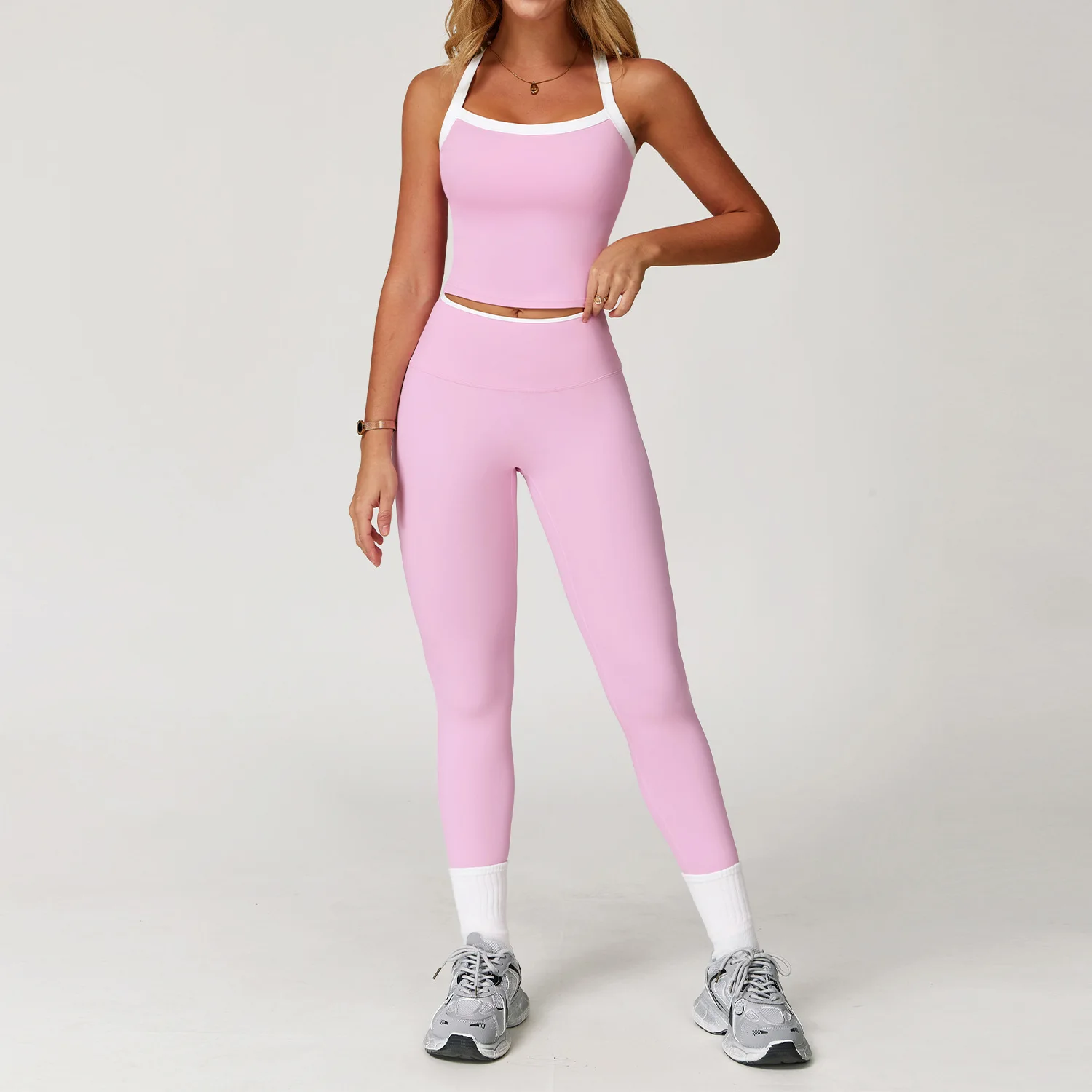 White Patchwork Yoga Set Contrast Color Sports Vest High Waist Leggings Sportswear Quick Dry Workout Fitness Running Pants Suit
White Patchwork Yoga Set Contrast Color Sports Vest High Waist Leggings Sportswear Quick Dry Workout Fitness Running Pants Suit