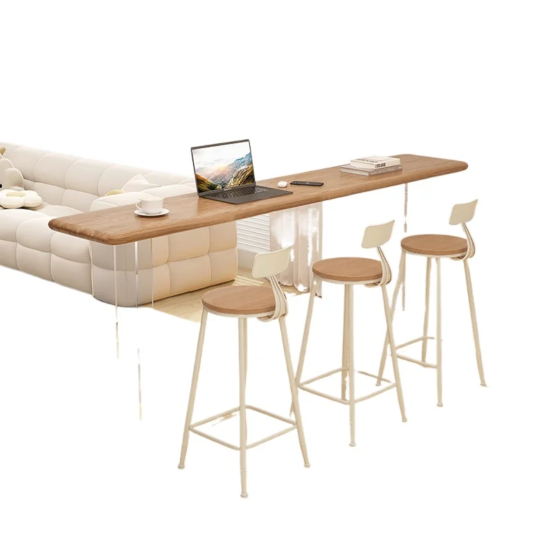 Acrylic suspended solid wood balcony bar table simple modern home 
Acrylic suspended solid wood balcony bar table simple modern home
