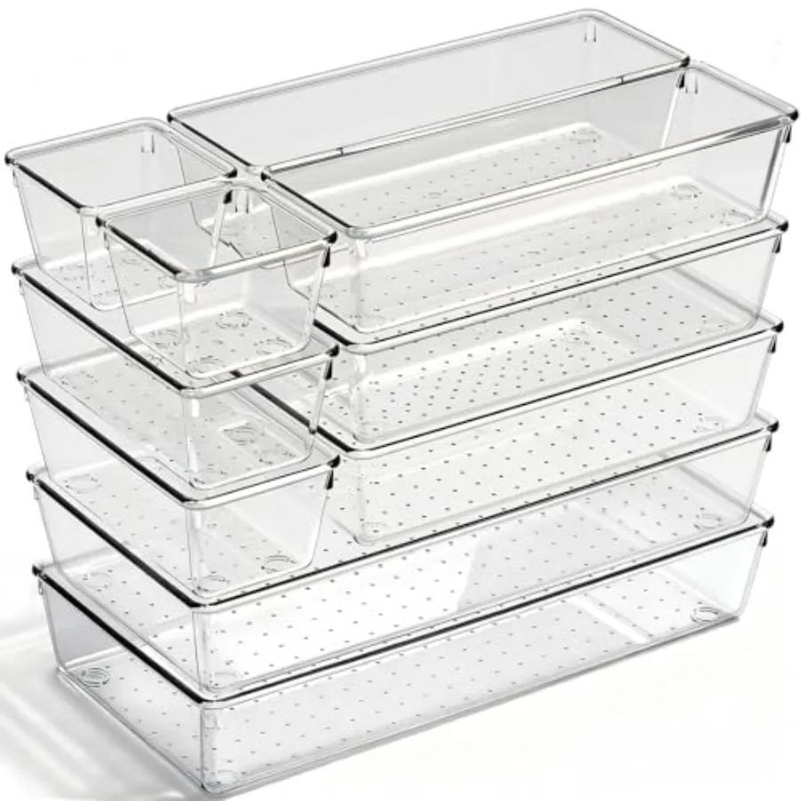 Drawer Organizer, 10 Pack Large Clear Plastic Organizer Bins 5 Sizes, Versatile Bathroom Drawer Trays, Heavy Duty Non‑Slip Draw
Drawer Organizer, 10 Pack Large Clear Plastic Organizer Bins 5 Sizes, Versatile Bathroom Drawer Trays, Heavy Duty Non‑Slip Draw