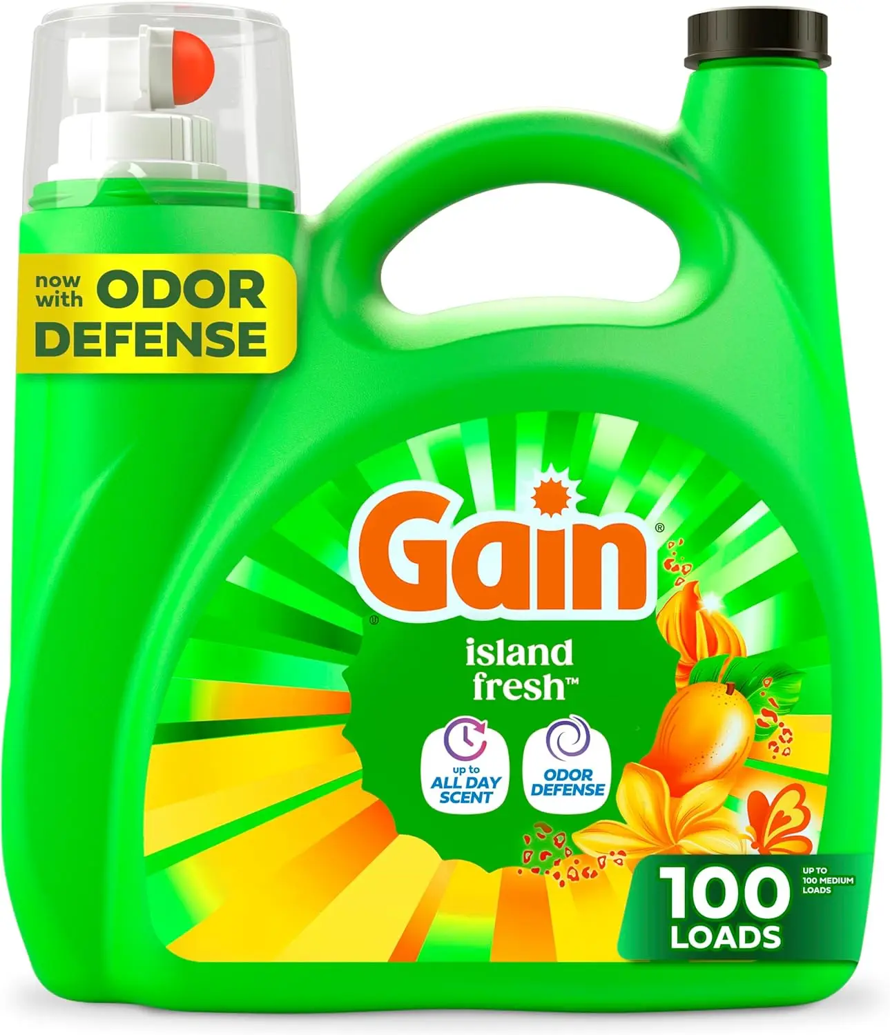 Gain Liquid Laundry Detergent with Odor Defense, Island Fresh Scent for HE Washers, 132 fl oz, 100 Loads
Gain Liquid Laundry Detergent with Odor Defense, Island Fresh Scent for HE Washers, 132 fl oz, 100 Loads
