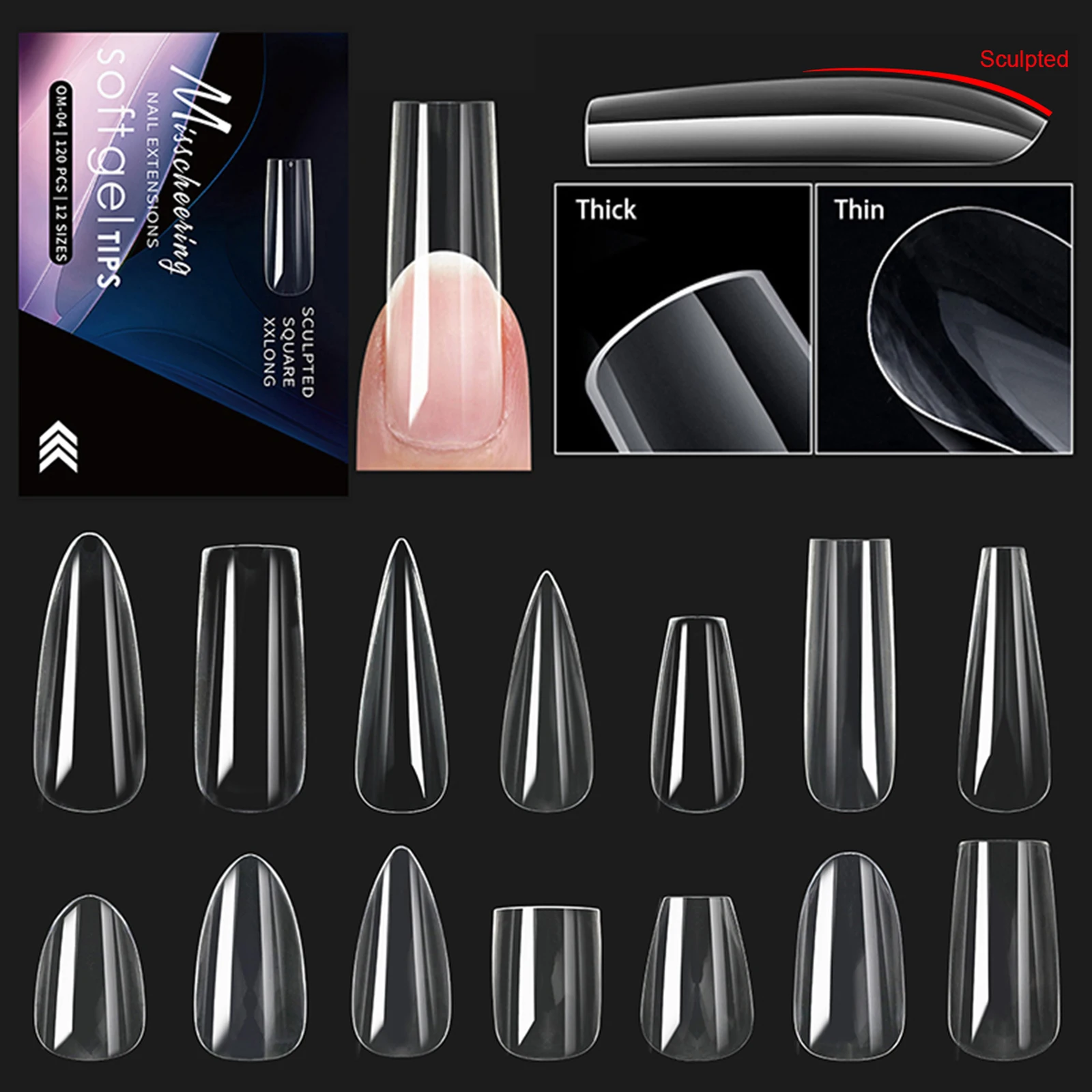 Luxury Sculpted False Nail Tips Almond Coffin Full Cover Super Clear Square Acrylic Soak-off Extension Soft Gel Tip Salon Tool
Luxury Sculpted False Nail Tips Almond Coffin Full Cover Super Clear Square Acrylic Soak-off Extension Soft Gel Tip Salon Tool