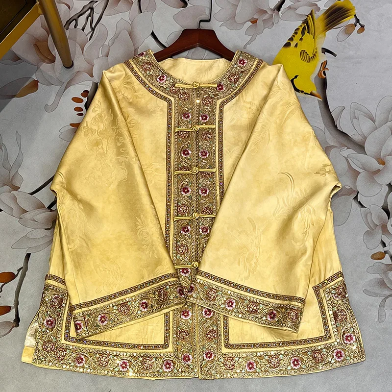 High-end Spring Women Top Embroidery Flowers Tang Suit Elegant Lady Loose Jacquard Coat Female S-XL
High-end Spring Women Top Embroidery Flowers Tang Suit Elegant Lady Loose Jacquard Coat Female S-XL