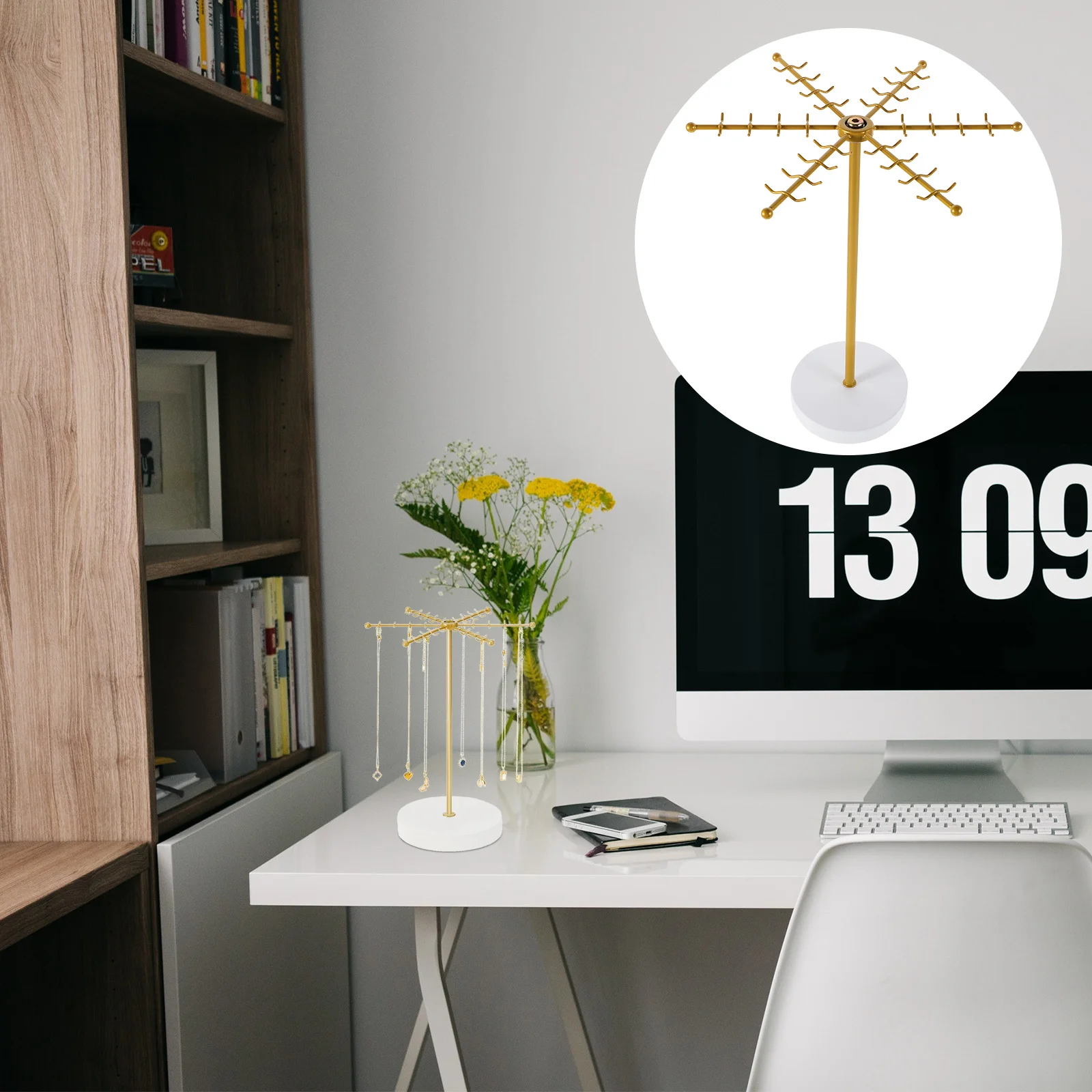 Metal Jewelry Display Stand Compact Rotating Necklace Holder For Necklaces Earrings Jewelry Organizer Countertop Storage
Metal Jewelry Display Stand Compact Rotating Necklace Holder For Necklaces Earrings Jewelry Organizer Countertop Storage