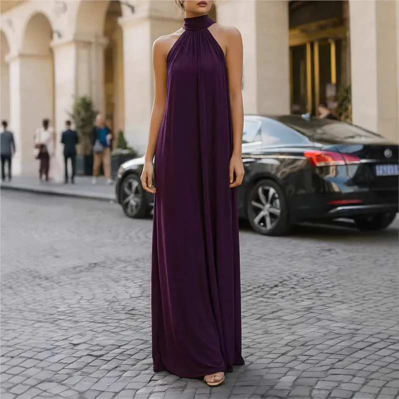 Women Loose Summer Maxi Dress Elegant Solid color Sleeveless Halter Neck Maxi Dresses High Streetwear Party Women Clothing 2026
Women Loose Summer Maxi Dress Elegant Solid color Sleeveless Halter Neck Maxi Dresses High Streetwear Party Women Clothing 2026