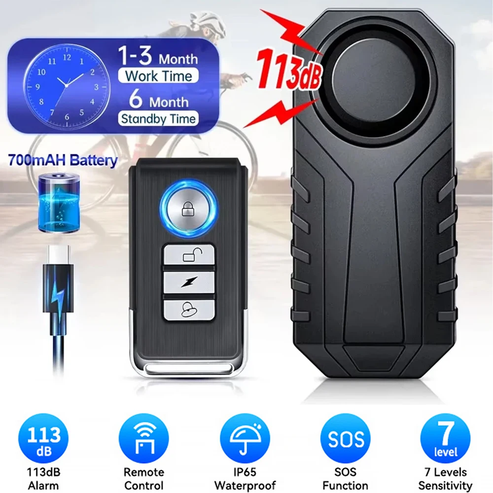 Rechargeable Motorcycle Alarm Wireless Remote Control Bicycle Vibration Alarm Electric Bicycle Horn Anti-theft Detector System
Rechargeable Motorcycle Alarm Wireless Remote Control Bicycle Vibration Alarm Electric Bicycle Horn Anti-theft Detector System
