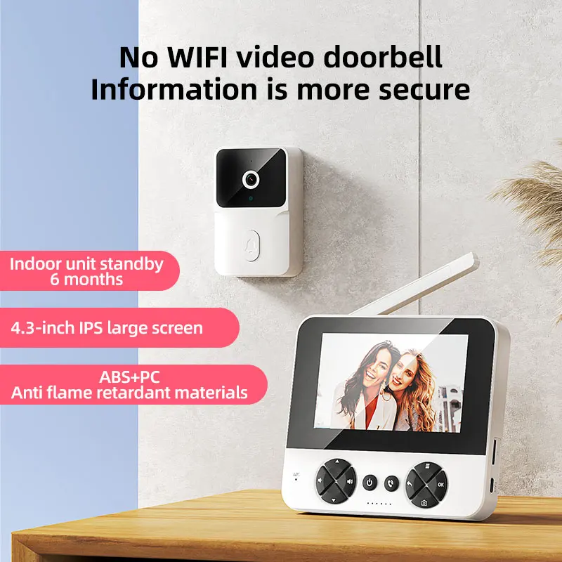 Smart home wireless video doorbell 4.3 inch large screen long standby 6 months apartment villa door camera outdoor monitor
Smart home wireless video doorbell 4.3 inch large screen long standby 6 months apartment villa door camera outdoor monitor