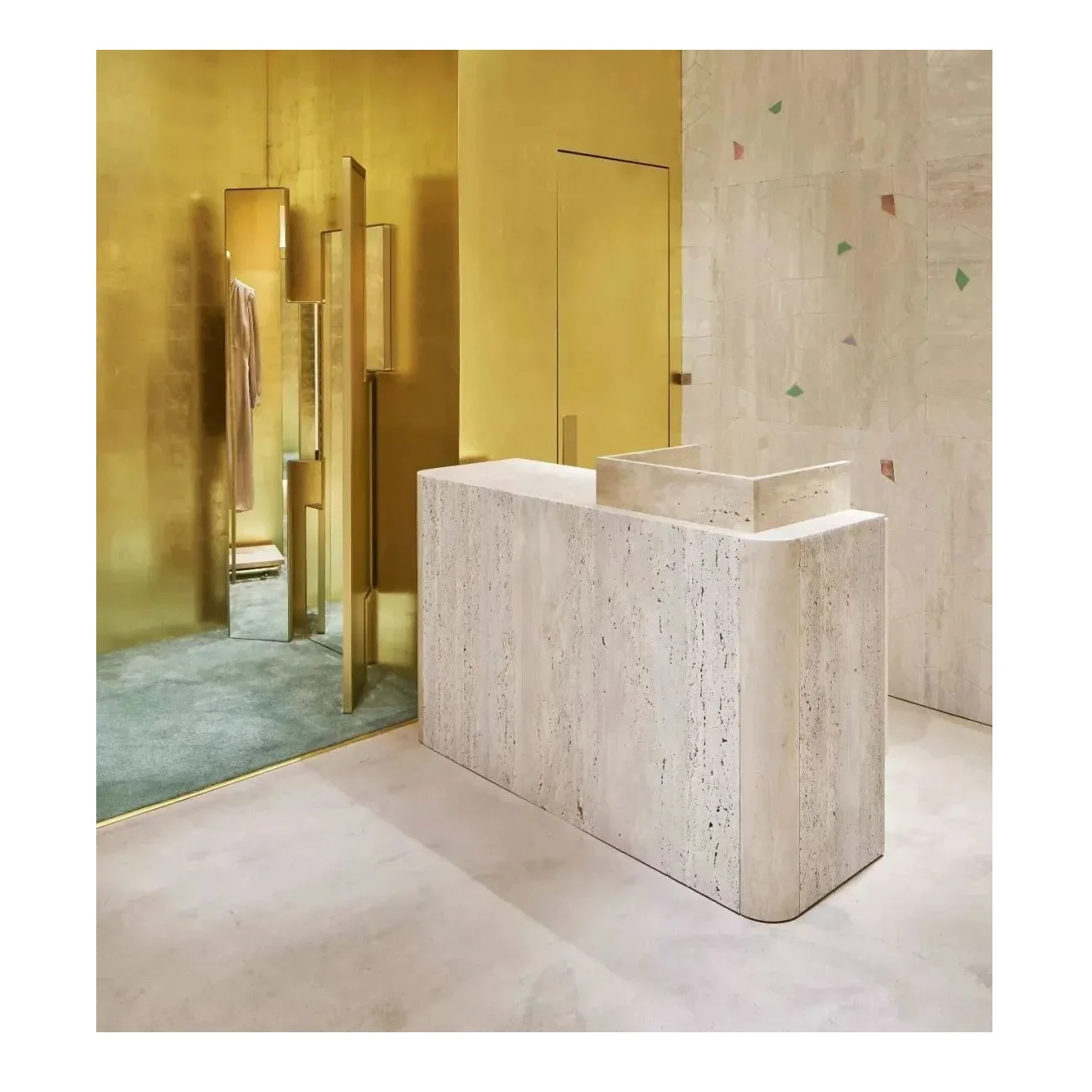 Customized.Modern Style Travertine Natural Stone Front Desk Honed Finish Reception Salon Desks for Indoor Dining Marble Material 
Customized.Modern Style Travertine Natural Stone Front Desk Honed Finish Reception Salon Desks for Indoor Dining Marble Material