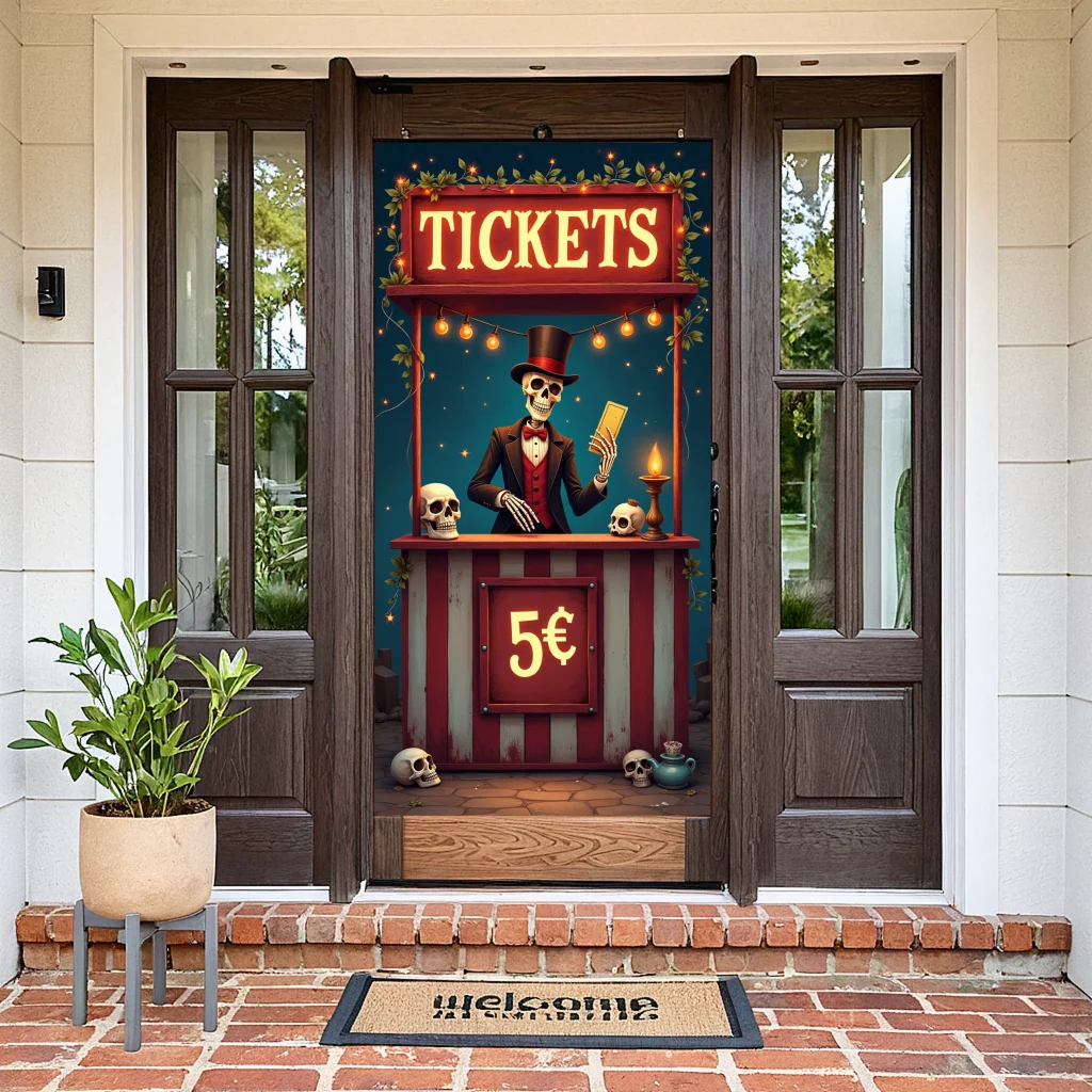 Halloween Door Decoration Halloween Skeleton Ticket Booth Banner Spooky Carnival Entrance for Halloween Party Haunted House Even
Halloween Door Decoration Halloween Skeleton Ticket Booth Banner Spooky Carnival Entrance for Halloween Party Haunted House Even