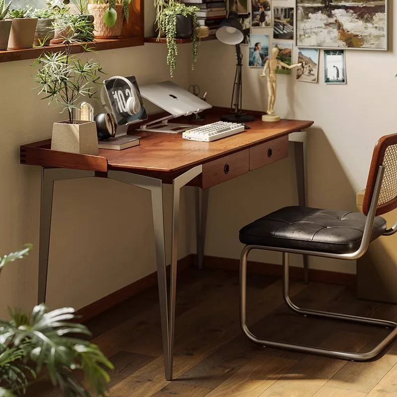 Nordic retro solid wood desk, study integrated writing desk, home computer study desk
Nordic retro solid wood desk, study integrated writing desk, home computer study desk