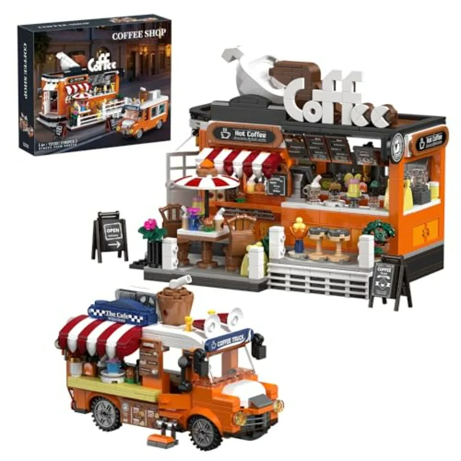 City Coffee House Building Blocks Set 1185 Pcs Cafe Shop STEM Construction Toys with Bar Counter Mobile Coffee Car Brown and Wh
City Coffee House Building Blocks Set 1185 Pcs Cafe Shop STEM Construction Toys with Bar Counter Mobile Coffee Car Brown and Wh