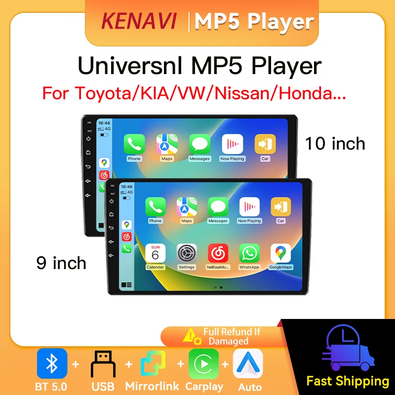 9/10.1 Inch Universal Car MP5 BT5.0 USB Stereo Radio Monitor Wireless CarPlay Android Auto Multimedia Playerer Support Head Unit
9/10.1 Inch Universal Car MP5 BT5.0 USB Stereo Radio Monitor Wireless CarPlay Android Auto Multimedia Playerer Support Head Unit