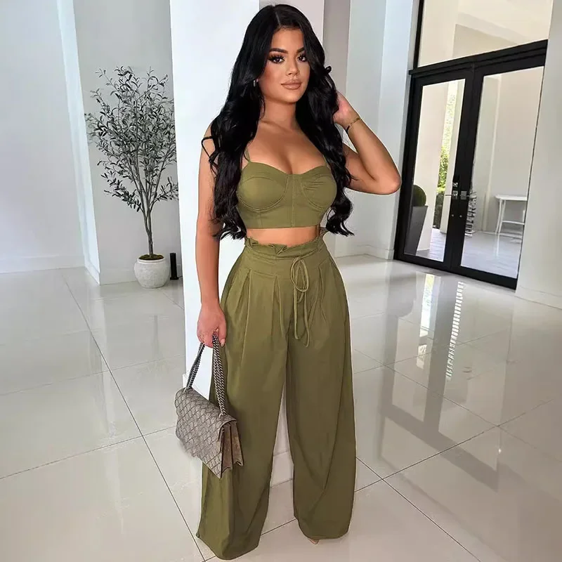 Sexy Two Piece Set Women Outfit Clubwear Party Elegant Camisole Crop Top and High Waist Wide Leg Pants Matching Sets Birthday
Sexy Two Piece Set Women Outfit Clubwear Party Elegant Camisole Crop Top and High Waist Wide Leg Pants Matching Sets Birthday