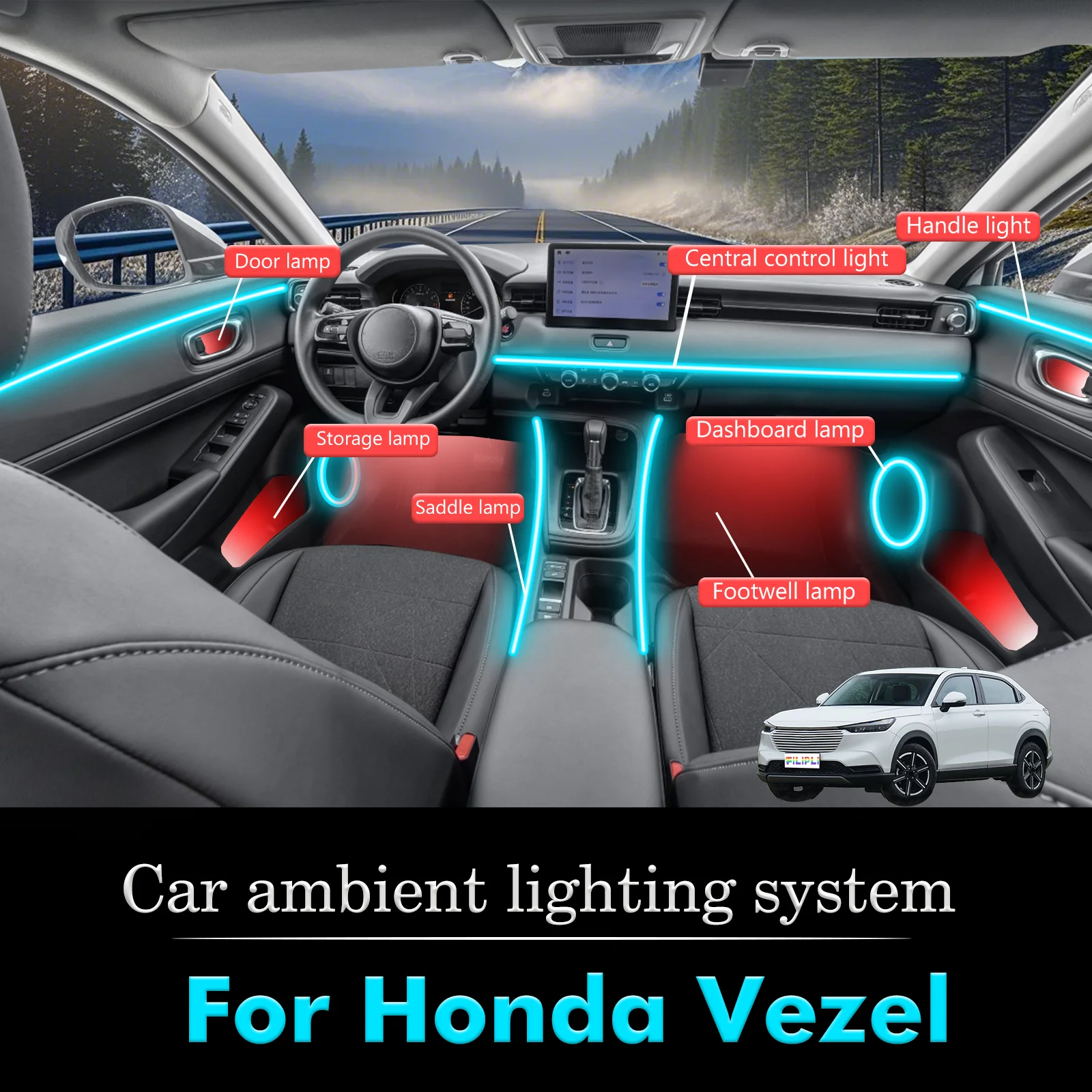 For Honda Vezel Smart Remote Control RGB 64 Colors LED Car Interior Ambient Light Energy Saving Efficient Lamp Kit
For Honda Vezel Smart Remote Control RGB 64 Colors LED Car Interior Ambient Light Energy Saving Efficient Lamp Kit