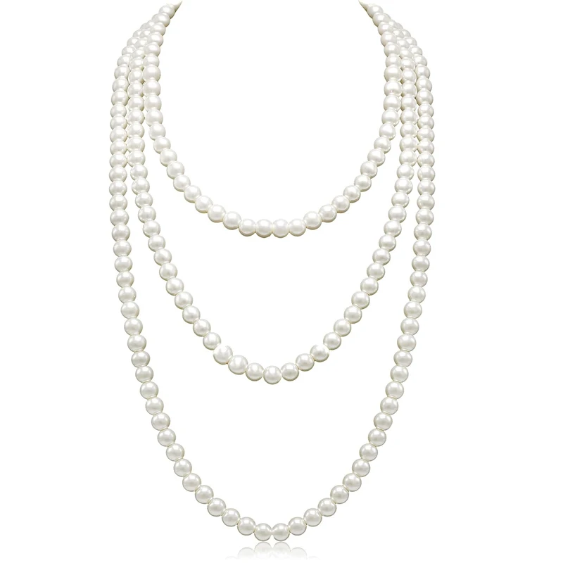 Long Pearl Necklaces for Women Girls Cream White Faux Pearl Strand Layered Necklace Costume Jewelry Gifts for Her
Long Pearl Necklaces for Women Girls Cream White Faux Pearl Strand Layered Necklace Costume Jewelry Gifts for Her