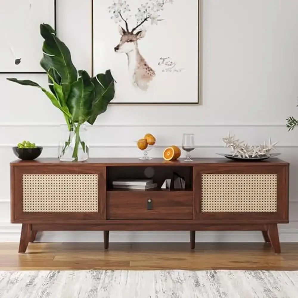 Natural Rattan TV Stand 59 Inch Mid Century Modern Storage Drawers Farmhouse Media Console Boho Design Handmade Durability
Natural Rattan TV Stand 59 Inch Mid Century Modern Storage Drawers Farmhouse Media Console Boho Design Handmade Durability