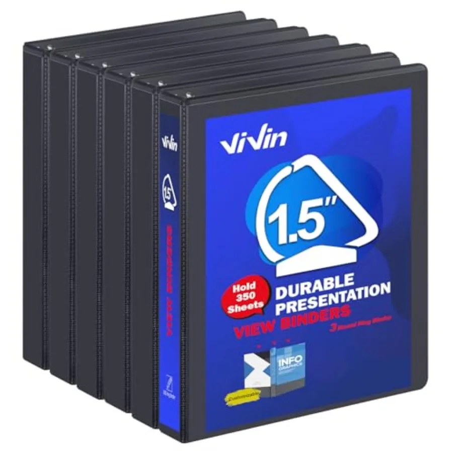 Sturdy.5 D Ring Binders, .5'' 3 Rg View Bder with Customizable Clear Cover, Holds 350 Sheets of 8.5" x"Paper
Sturdy.5 D Ring Binders, .5'' 3 Rg View Bder with Customizable Clear Cover, Holds 350 Sheets of 8.5" x"Paper