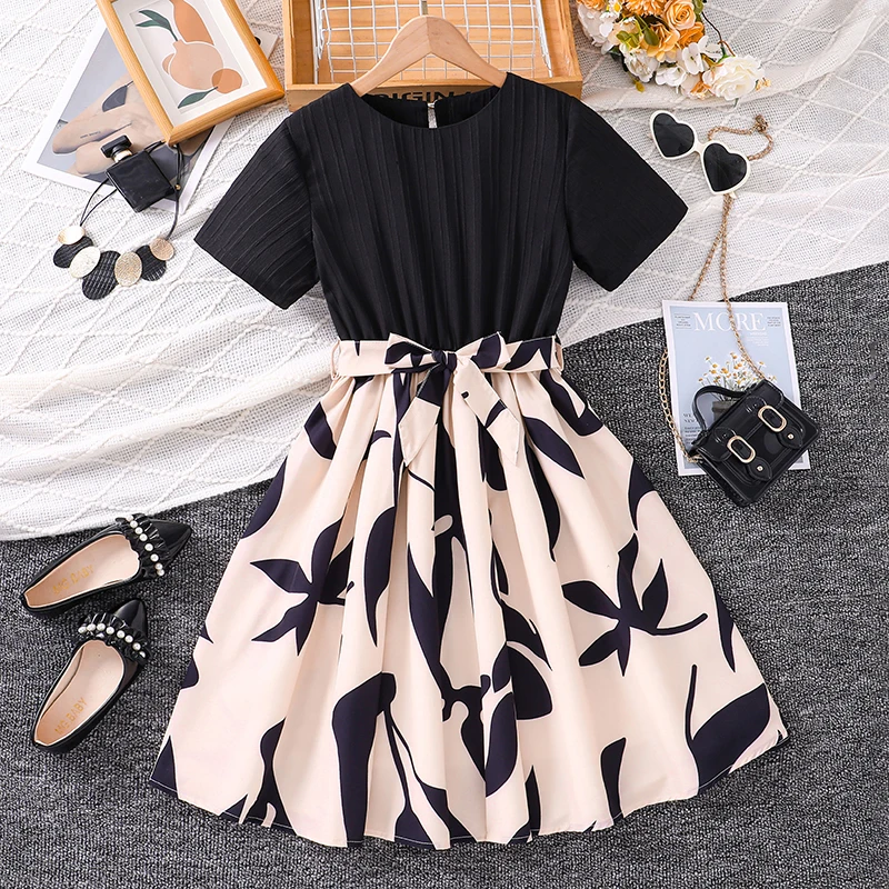 Girls Black Short-Sleeved Printed Sweet Style Birthday Party Clothes Princess Dress For 8-12 Years Kids
Girls Black Short-Sleeved Printed Sweet Style Birthday Party Clothes Princess Dress For 8-12 Years Kids