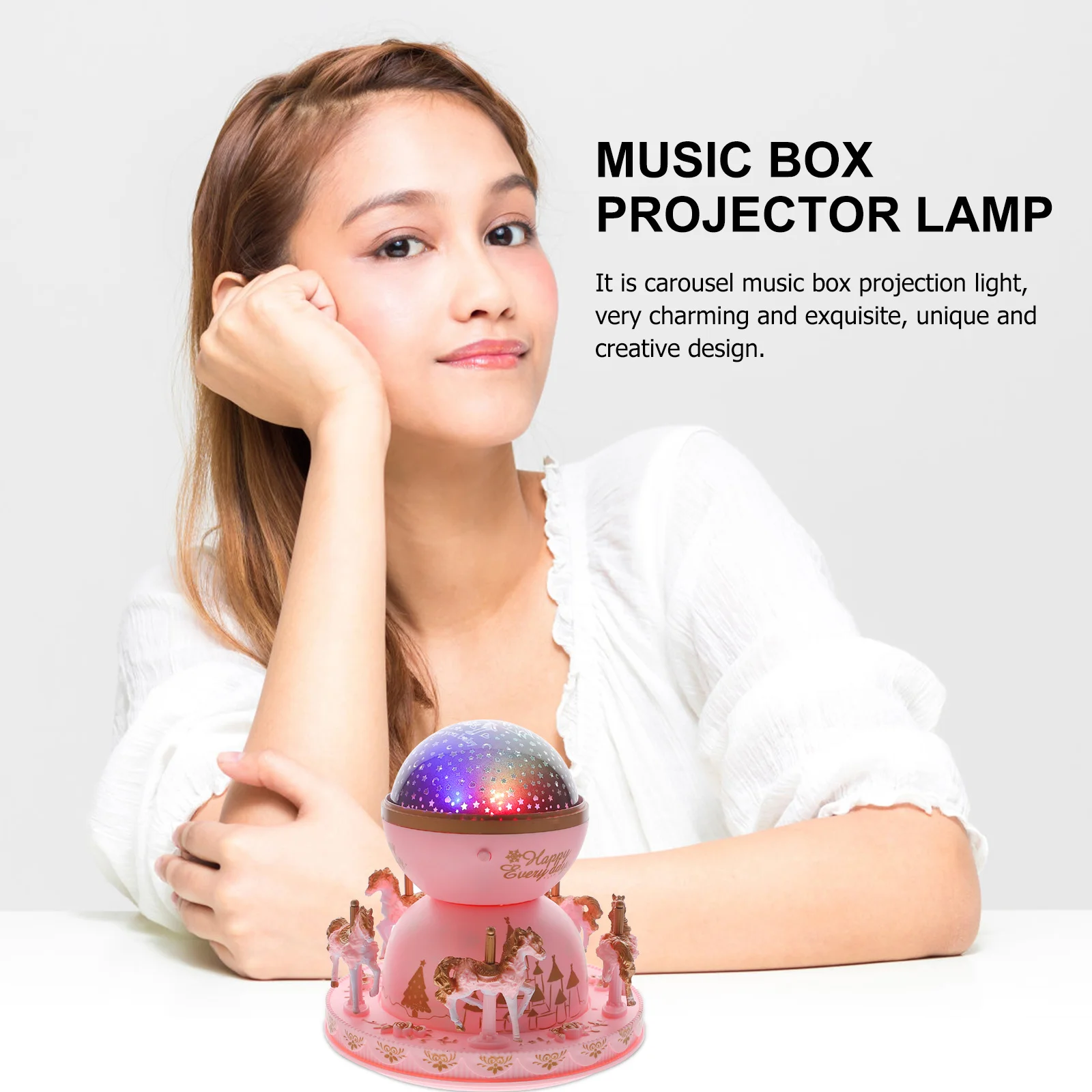 Carousel Music Box Charming Projection Light Portable Creative Merry-Go-Round Melody Lamp Desktop Decoration Gift
Carousel Music Box Charming Projection Light Portable Creative Merry-Go-Round Melody Lamp Desktop Decoration Gift
