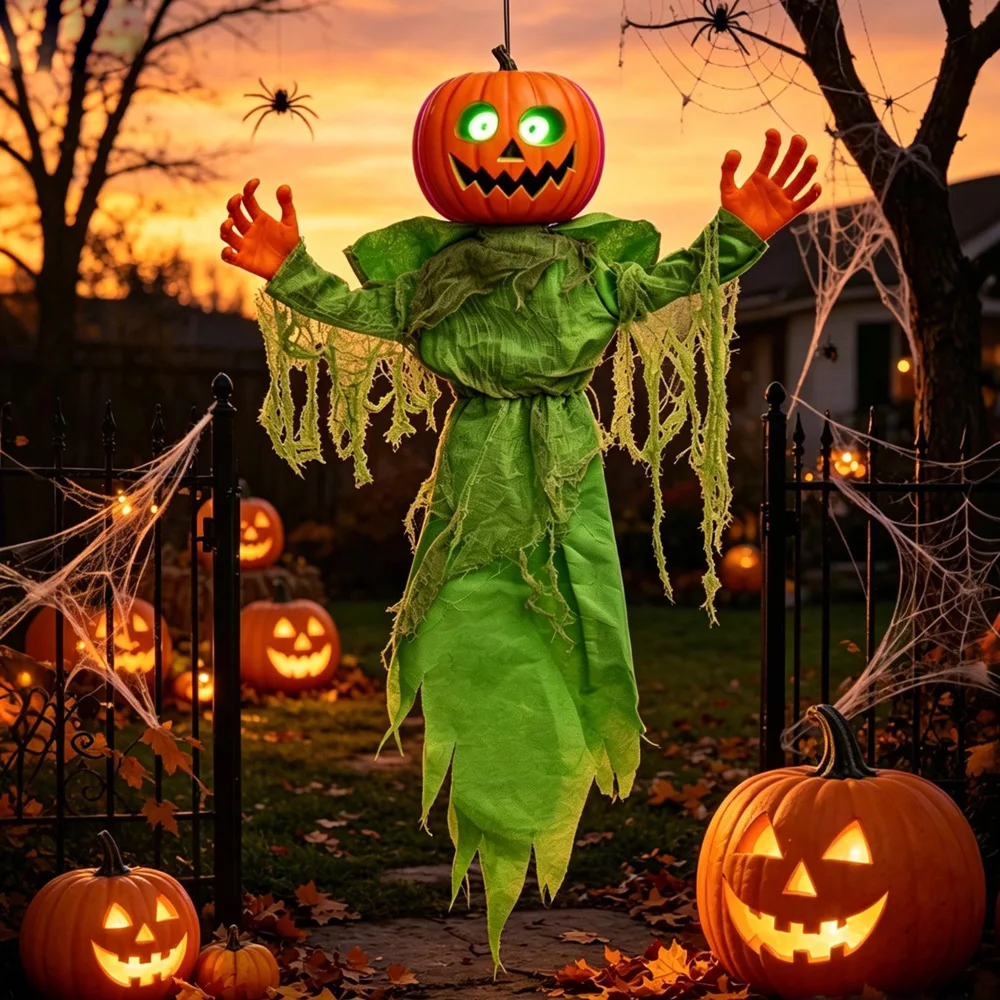 Halloween Hanging Pumpkin Skull Decoration LED Glowing Eyes Sound Activated Ghost Prop Spooky Haunted House Party Yard Decor
Halloween Hanging Pumpkin Skull Decoration LED Glowing Eyes Sound Activated Ghost Prop Spooky Haunted House Party Yard Decor