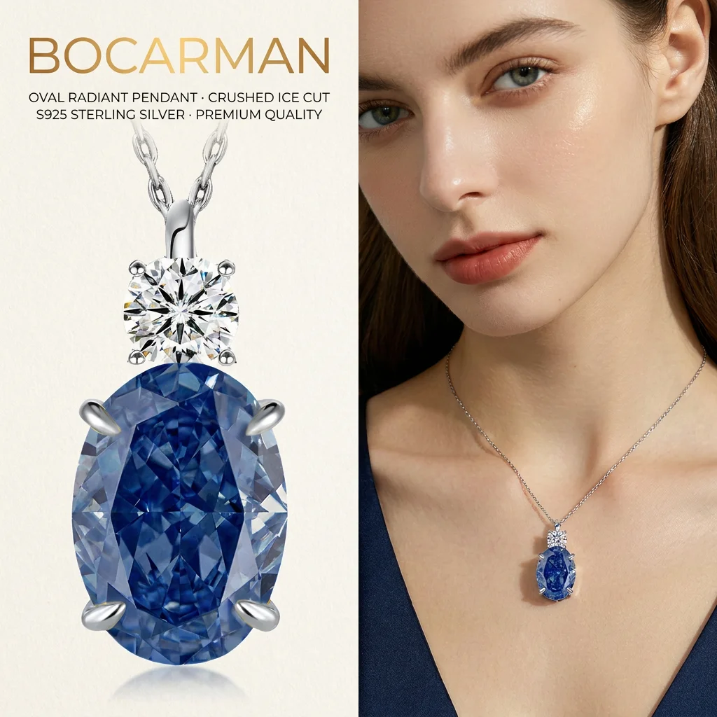 BOCARMAN S925 silver plated platinum and golden Oval Tanzanite blue pendant Classic style ice cut White G zircon women jewelry
BOCARMAN S925 silver plated platinum and golden Oval Tanzanite blue pendant Classic style ice cut White G zircon women jewelry
