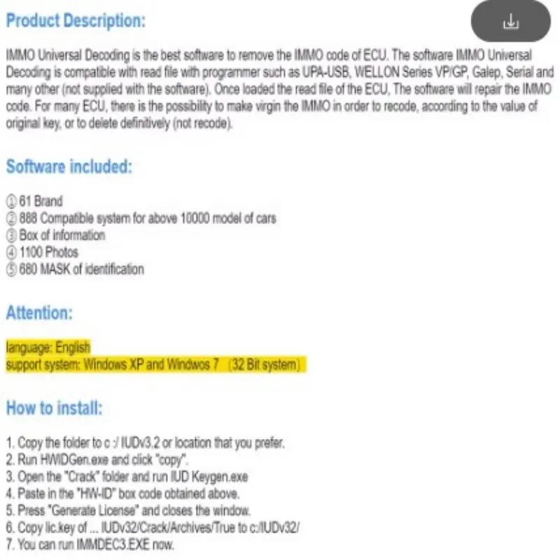 EcuVonix IMMO Universal Decoding v3.2 Remove ECU IMMO Code + Key for Unlimited Installation 32GB USB Car Diagnostic Software Lin