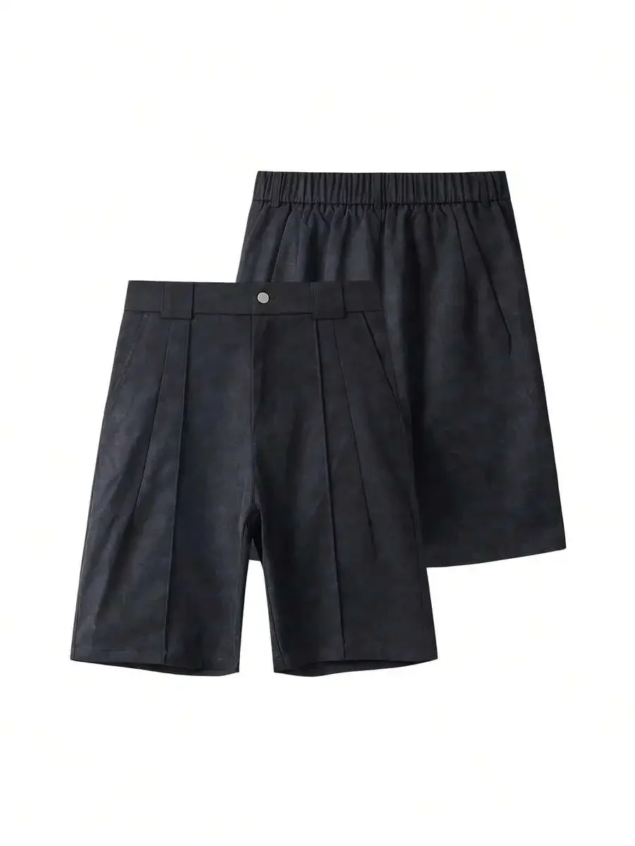 Mens Washed Pleated Button Waist Loose Fit Casual Shorts
Mens Washed Pleated Button Waist Loose Fit Casual Shorts