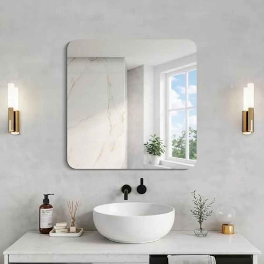 Mirror, 24x24 Square Bathroom Mirrors for Wall Rounded Corner, Vanity Mirror Over Sink with Polished Edge, 3mm Tempered Glass,
Mirror, 24x24 Square Bathroom Mirrors for Wall Rounded Corner, Vanity Mirror Over Sink with Polished Edge, 3mm Tempered Glass,