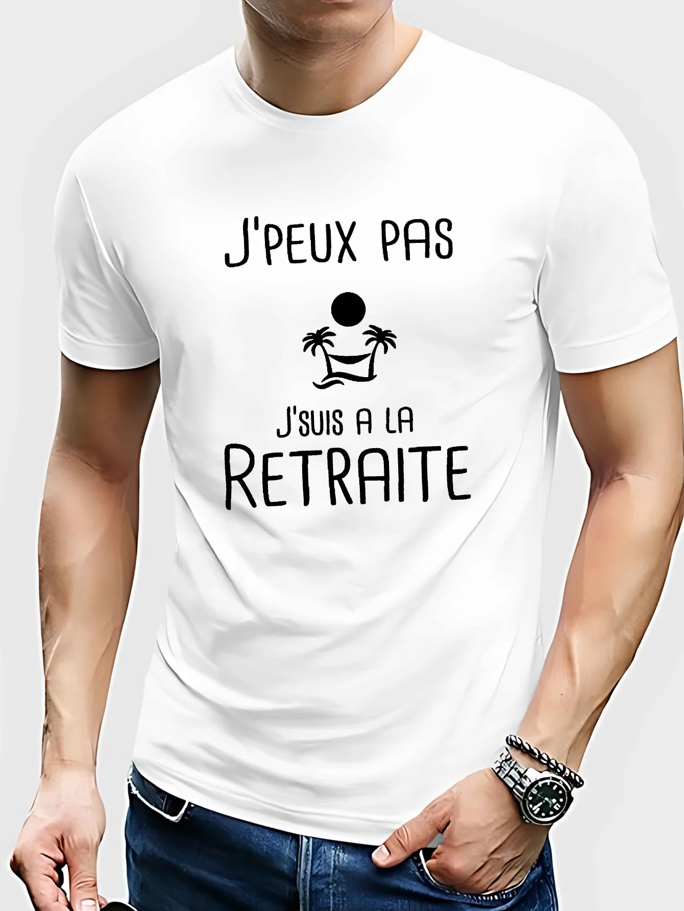 Men's French "I Will Not Retire" T-shirt - French text print retirement slogan, casual short-sleeved shirt
Men's French "I Will Not Retire" T-shirt - French text print retirement slogan, casual short-sleeved shirt