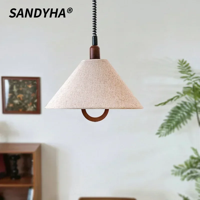 SANDYHA Retro Fabric Pendant Light Cotton Linen LED Chandelier Adjustable Suspension Light for Dining Room Study Lighting Decor
SANDYHA Retro Fabric Pendant Light Cotton Linen LED Chandelier Adjustable Suspension Light for Dining Room Study Lighting Decor