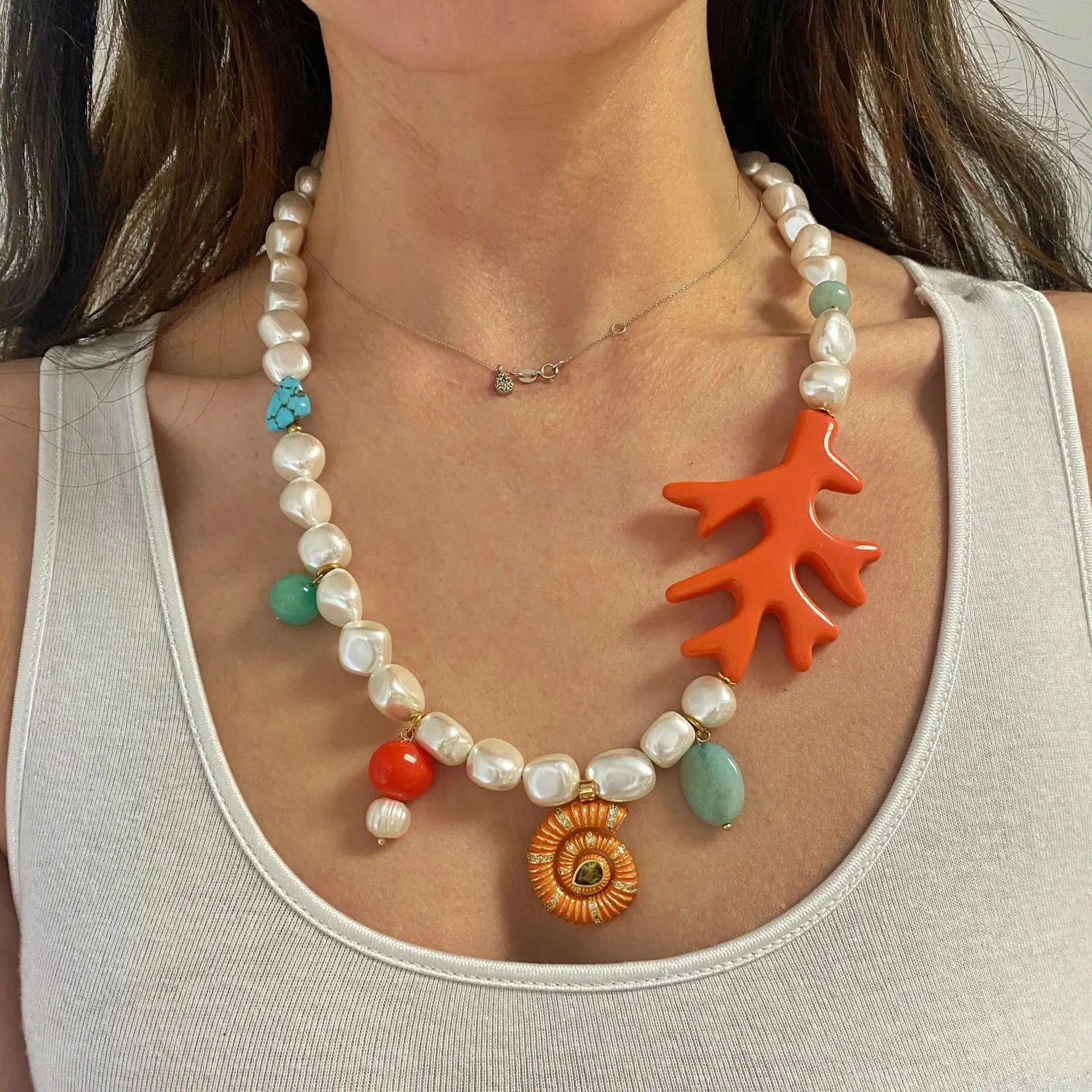 Colorful Vintage Conch Coral Conch Pendant Necklace Summer Beach Style Pearl Jewelry for Women Personalized Exaggerated Choker
Colorful Vintage Conch Coral Conch Pendant Necklace Summer Beach Style Pearl Jewelry for Women Personalized Exaggerated Choker