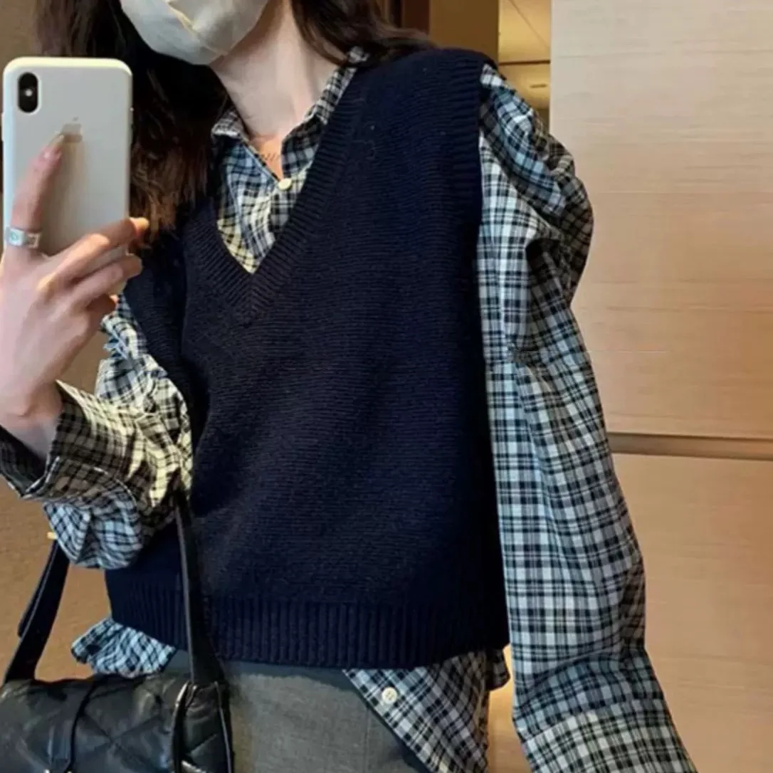 Vests Waistcoats Thin Womens Vest Knit Autumn Corduroy Checked College Preppy Style Youthful Layered Casual Comfortable Uniforms
Vests Waistcoats Thin Womens Vest Knit Autumn Corduroy Checked College Preppy Style Youthful Layered Casual Comfortable Uniforms