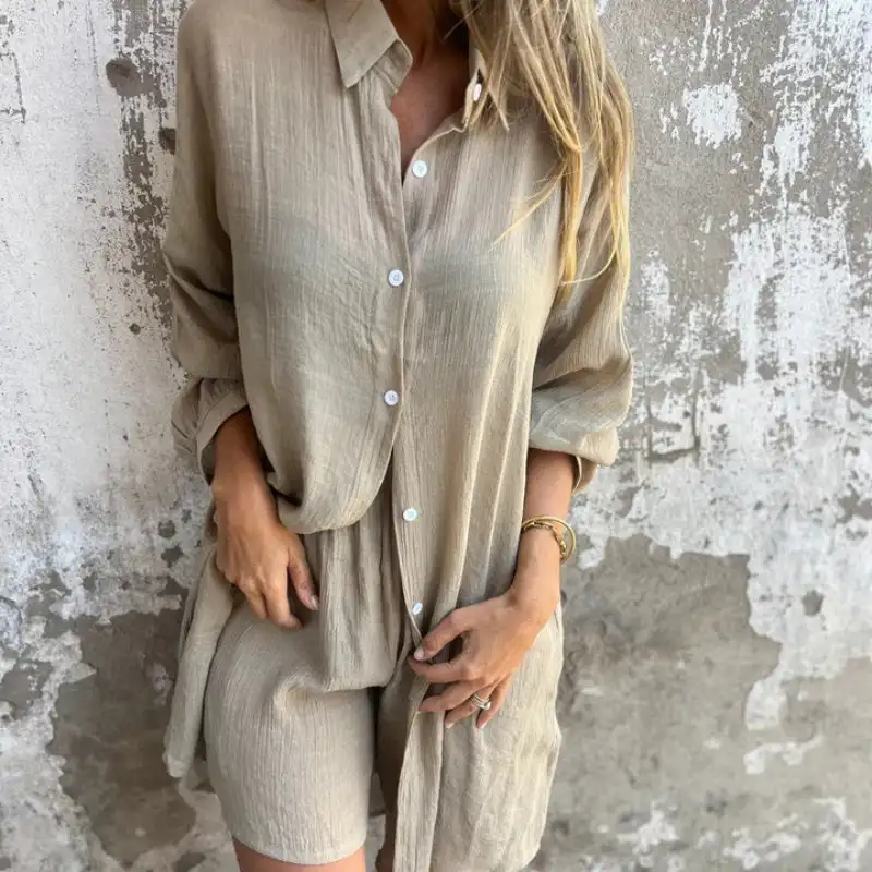 Women’s 2 Piece Lounge Tracksuit Outfit Sets Cotton Linen High Low Shirt Long Sleeve and Casual Shorts Two-Piece Set
Women’s 2 Piece Lounge Tracksuit Outfit Sets Cotton Linen High Low Shirt Long Sleeve and Casual Shorts Two-Piece Set