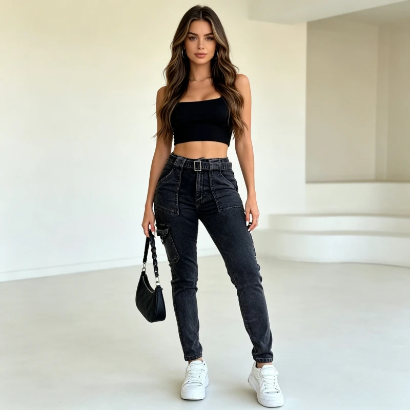 Pencil Pants Jeans Women High Waist Stretch Multiple Pockets Ankle Length Trousers Vintage Streetwear Distressed Cargo Denims
Pencil Pants Jeans Women High Waist Stretch Multiple Pockets Ankle Length Trousers Vintage Streetwear Distressed Cargo Denims
