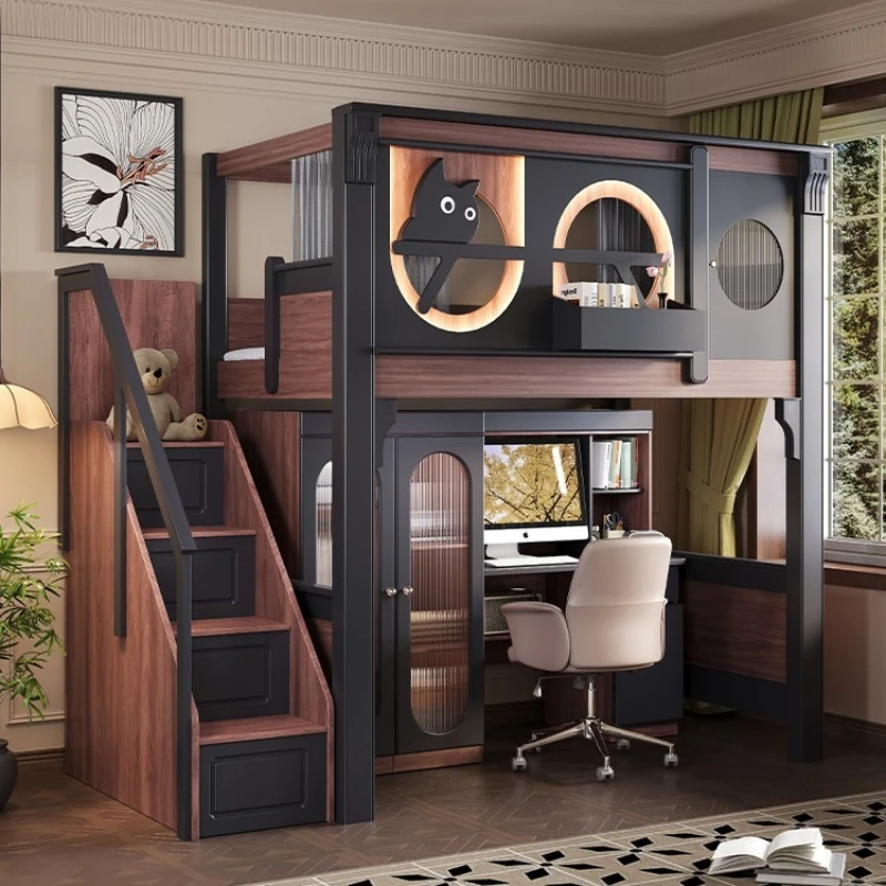 Children's bed on the bed and under the table French medieval style all solid wood combination wardrobe integrated
Children's bed on the bed and under the table French medieval style all solid wood combination wardrobe integrated