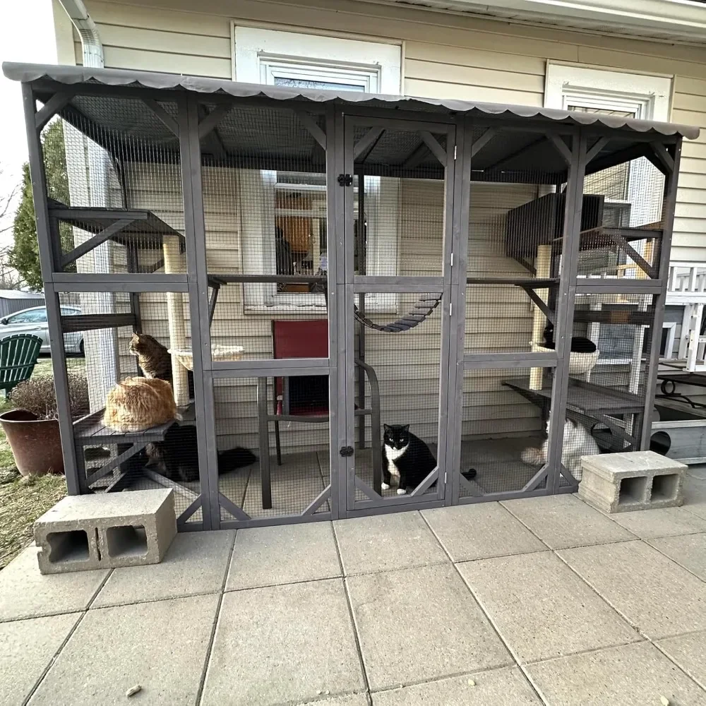 Outdoor Cat Enclosure Window Cat House Wall Mounted Wooden Cat Cage with Scratching Posts, Resting Box
Outdoor Cat Enclosure Window Cat House Wall Mounted Wooden Cat Cage with Scratching Posts, Resting Box