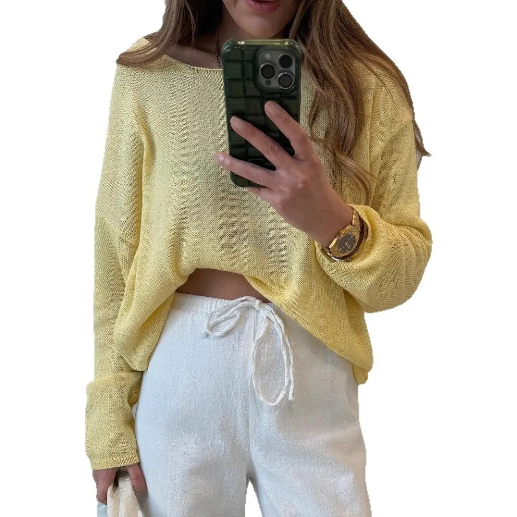 Women's Fashionable Elegant Pure Color Pullover Knitwear Loose round Neck Sweet Style Knitwear for Casual Wear
Women's Fashionable Elegant Pure Color Pullover Knitwear Loose round Neck Sweet Style Knitwear for Casual Wear
