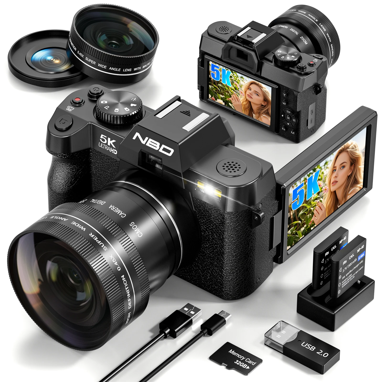 NBD S100F Digital Camera 64MP&5K Vlog Camera 3" Flip Screen for Selfie Camcorder Video Camera with 16X Digital Zoom Photography Youtube Live Streaming Girls Gift Microphone Long-lasting Battery
NBD S100F Digital Camera 64MP&5K Vlog Camera 3" Flip Screen for Selfie Camcorder Video Camera with 16X Digital Zoom Photography Youtube Live Streaming Girls Gift Microphone Long-lasting Battery