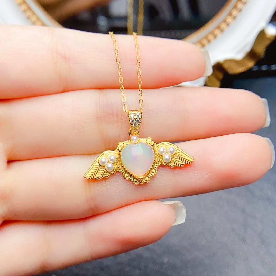 FS 8mmNatural Opal Wing Pendant Necklace S925 Sterling Silver With Certificate Fashion Fine Weddings Jewelry for Women MeiBaPJ
FS 8mmNatural Opal Wing Pendant Necklace S925 Sterling Silver With Certificate Fashion Fine Weddings Jewelry for Women MeiBaPJ