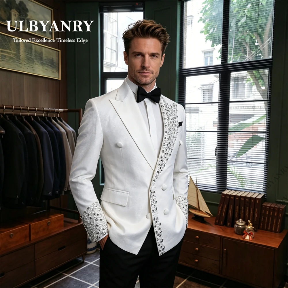 ULBYANRY Luxury Handwork Crystals 2-Piece Suit for Men, Double Breasted Wedding Groom Suit Customized Size and Colors Tuxedo
ULBYANRY Luxury Handwork Crystals 2-Piece Suit for Men, Double Breasted Wedding Groom Suit Customized Size and Colors Tuxedo